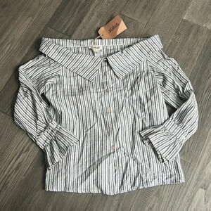 ✨🆕LISTICLE🆕✨ | Off the shoulder linen blend striped  top